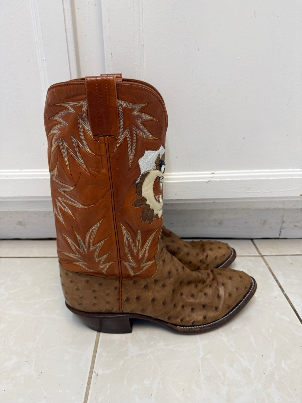 Gary Tucker Custom Ostrich Taz Cowboy Boots Approx 10.5 - Picture 6 of 16
